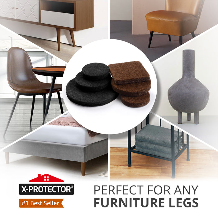 X-Protector 235 pcs Felt Furniture Pads Brown and Black - Your Ideal Wood Floor Protectors for Furniture - Huge Quantity of Furniture Pads for Hardwood Floors – Protect Any Type of your Hard Floor!