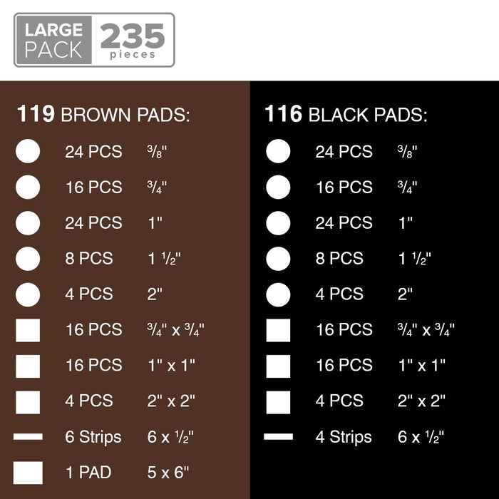 X-Protector 235 pcs Felt Furniture Pads Brown and Black - Your Ideal Wood Floor Protectors for Furniture - Huge Quantity of Furniture Pads for Hardwood Floors – Protect Any Type of your Hard Floor!